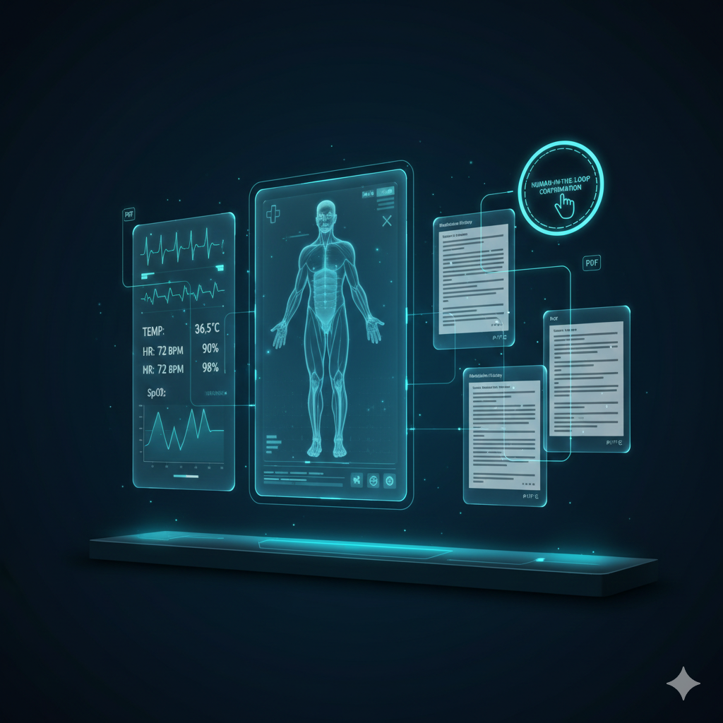 Medical chatbot interface surfacing clinical narratives